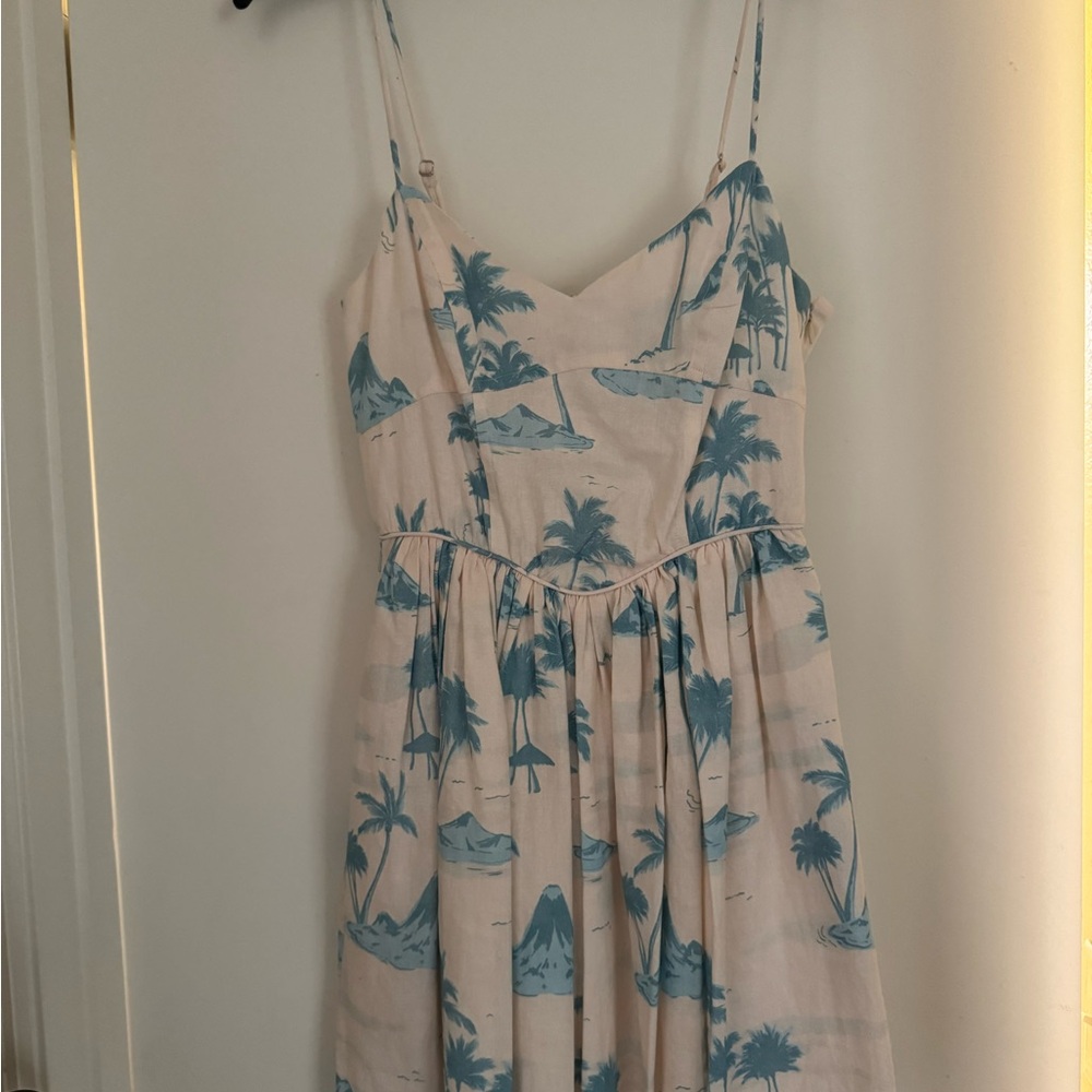 Gianni Bini xDANNIJO Kona Linen Blend Palm Print Mini Dress NWT